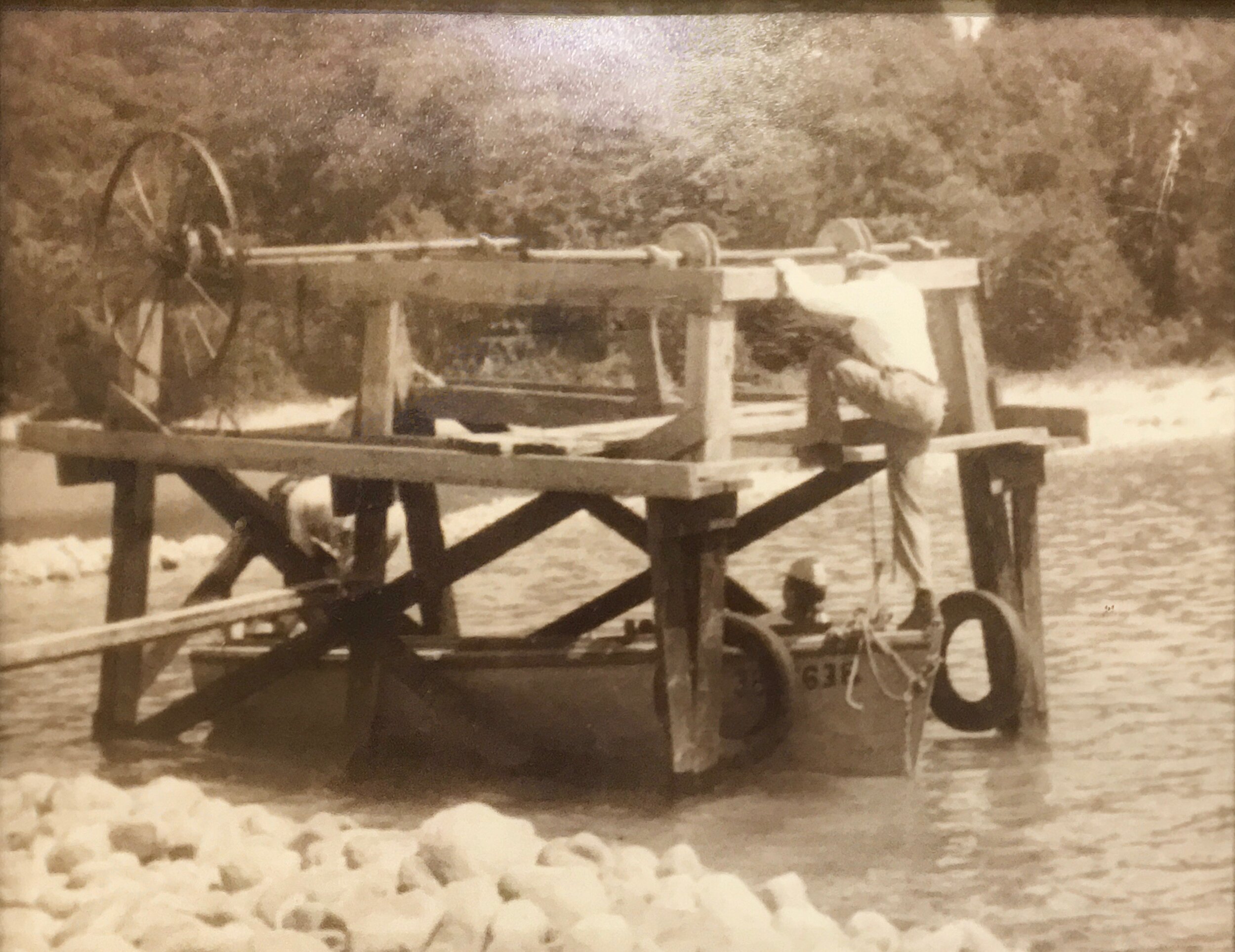 Chauncy Bliss Preparing the Boat Hoist for Summer